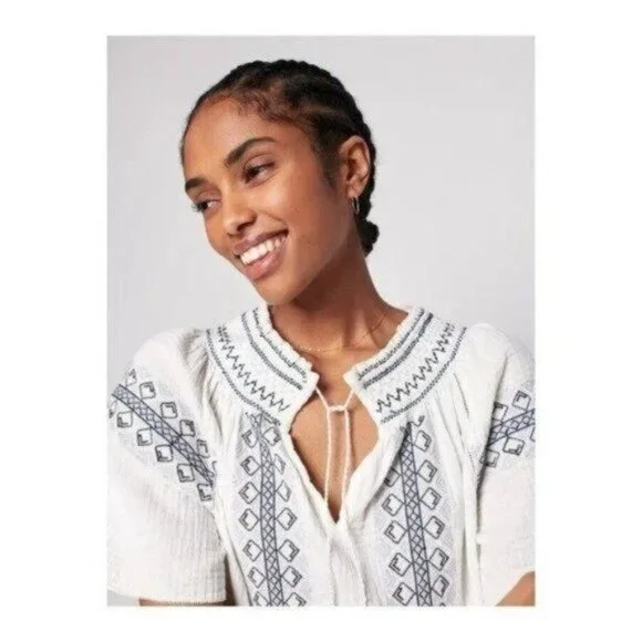 Faherty Catrina Embroidered Maxi Dress White  S Cotton Bohemian NEW - Picture 15 of 15